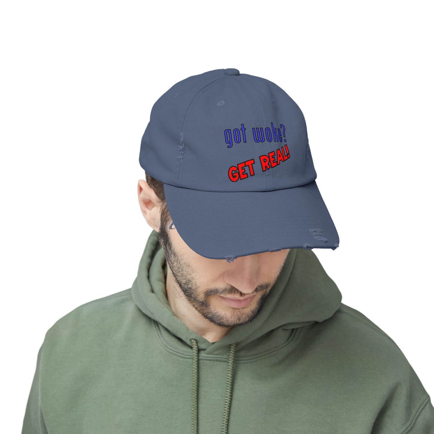 got woke? GET REAL! Distressed Cap