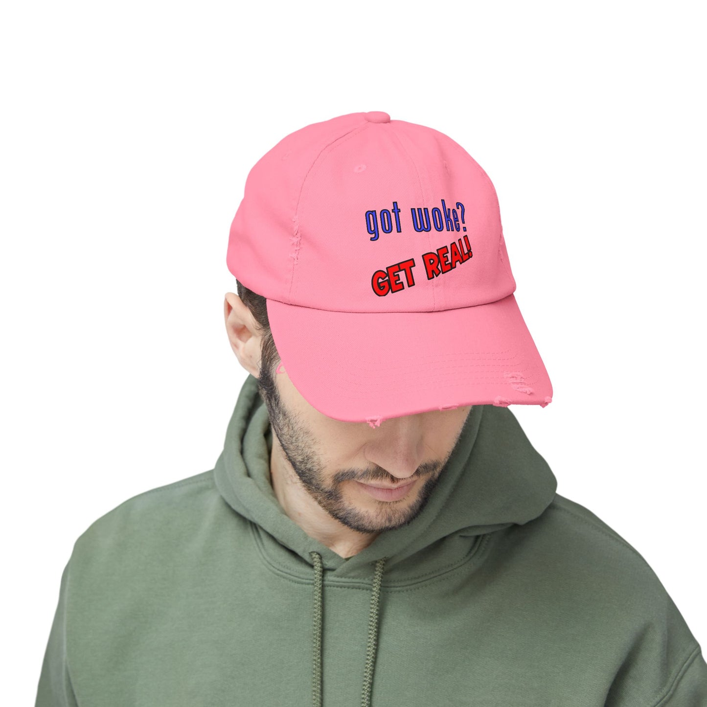 got woke? GET REAL! Distressed Cap