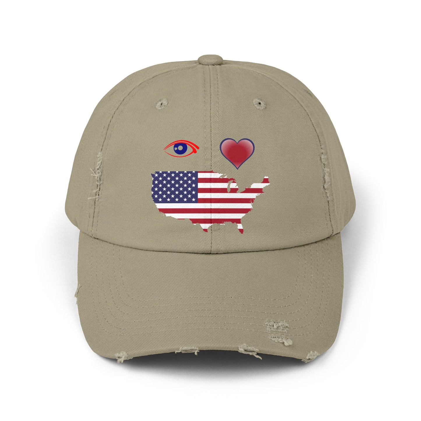 I Love America Distressed Cap