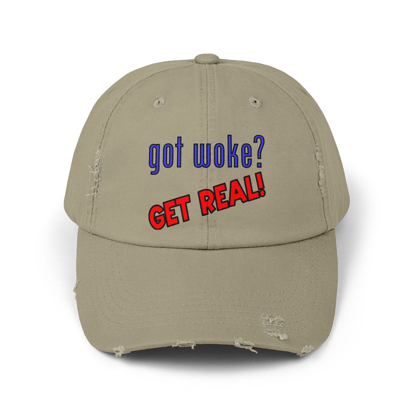 got woke? GET REAL! Distressed Cap