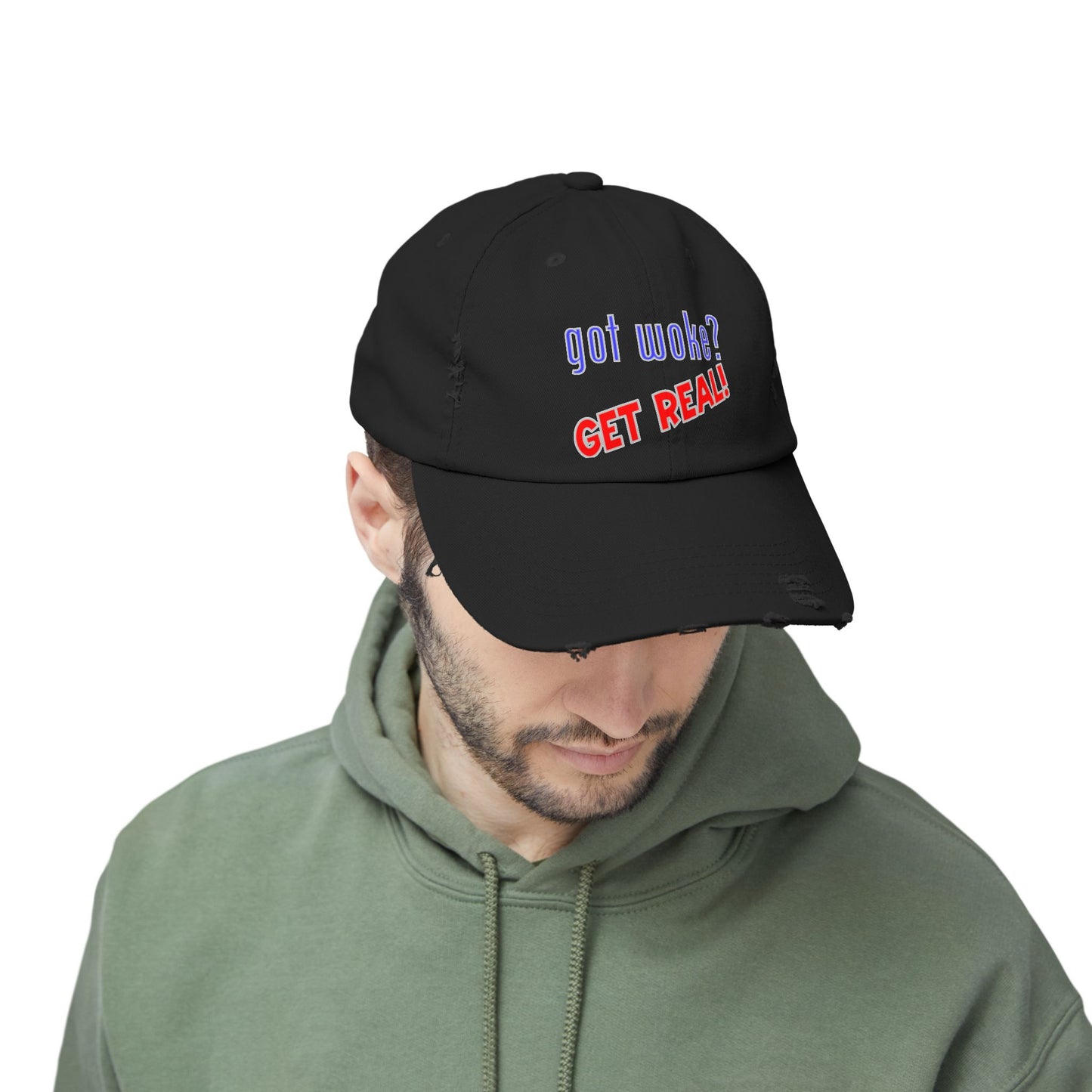 got woke? GET REAL! Distressed Cap