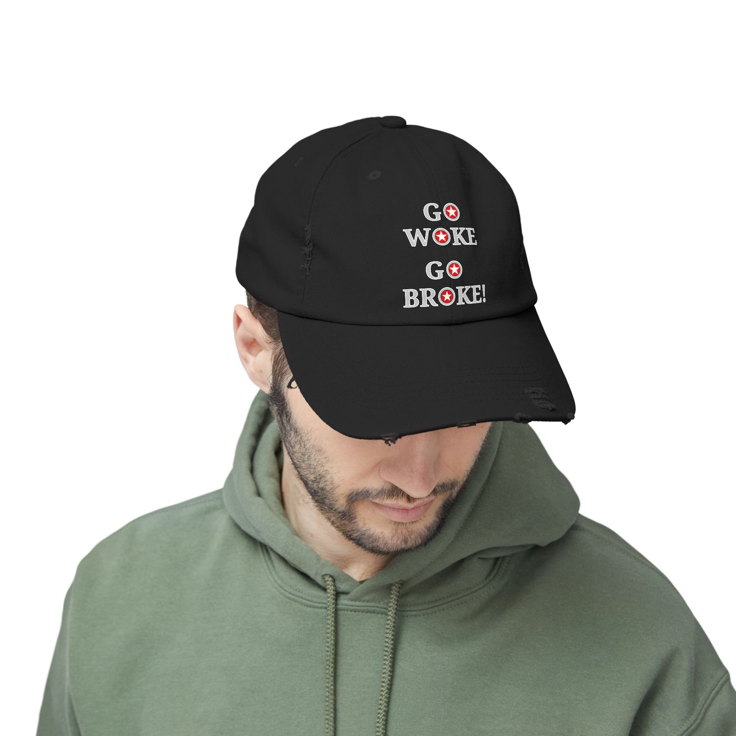 Go Woke Go Broke Distressed Cap