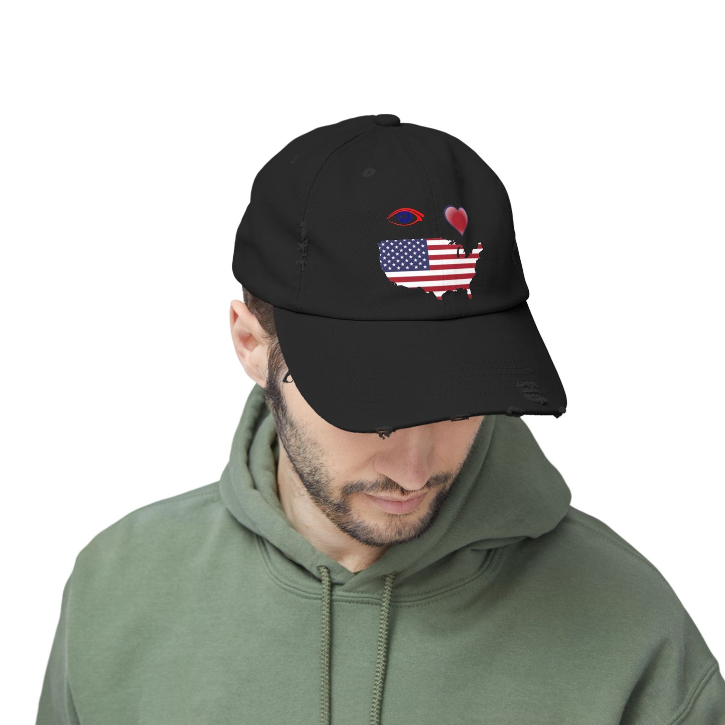 I Love America Distressed Cap