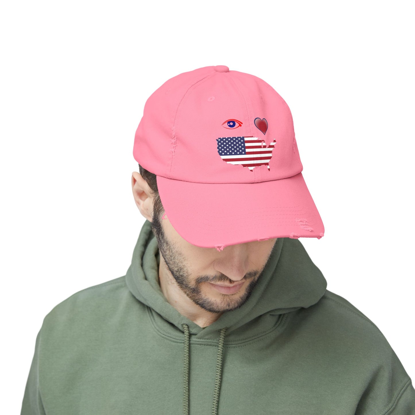 I Love America Distressed Cap