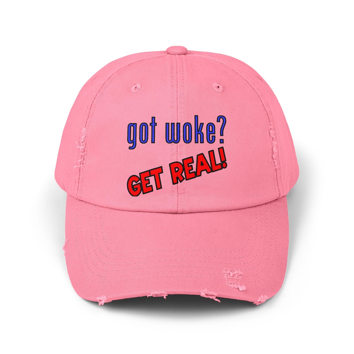 got woke? GET REAL! Distressed Cap