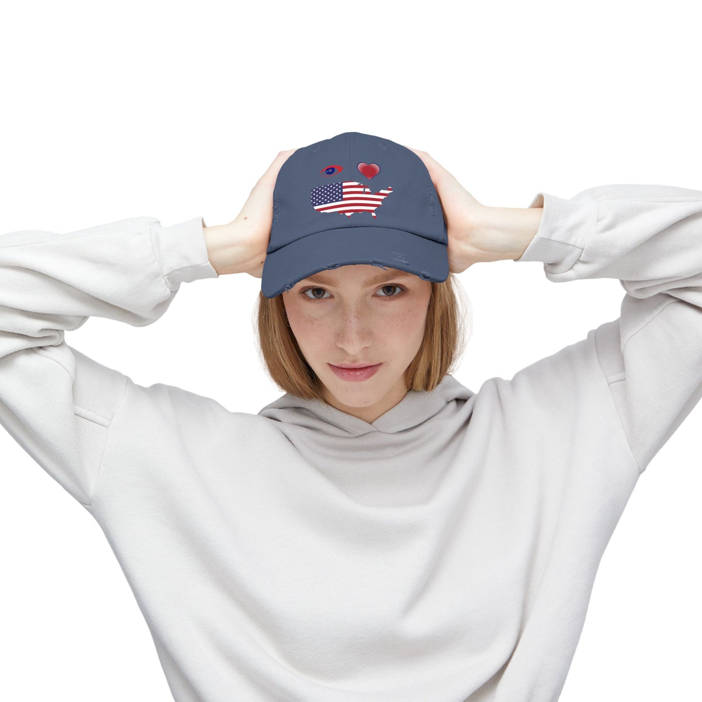 I Love America Distressed Cap