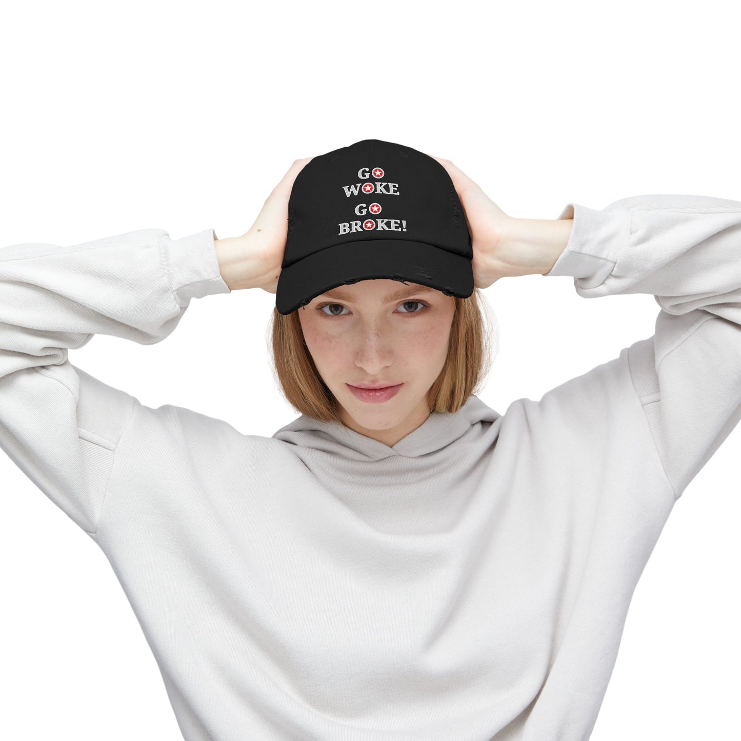 Go Woke Go Broke Distressed Cap