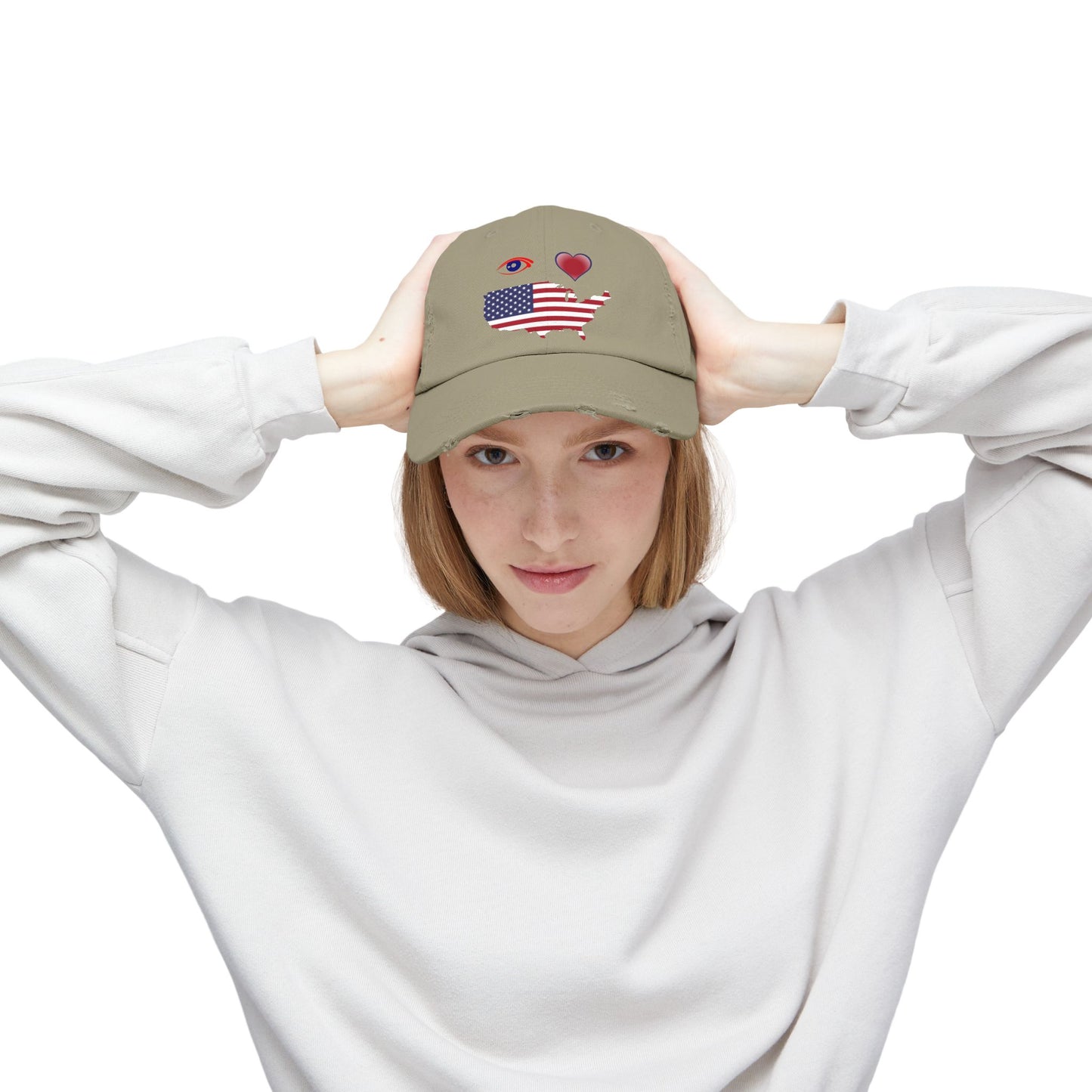 I Love America Distressed Cap