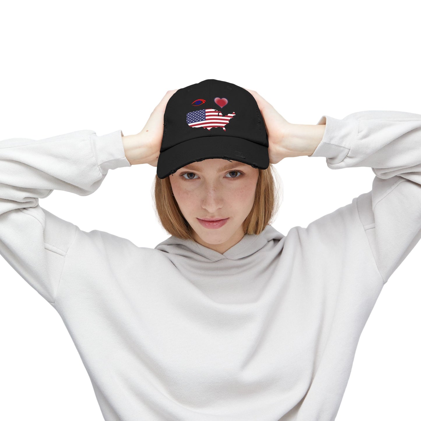 I Love America Distressed Cap