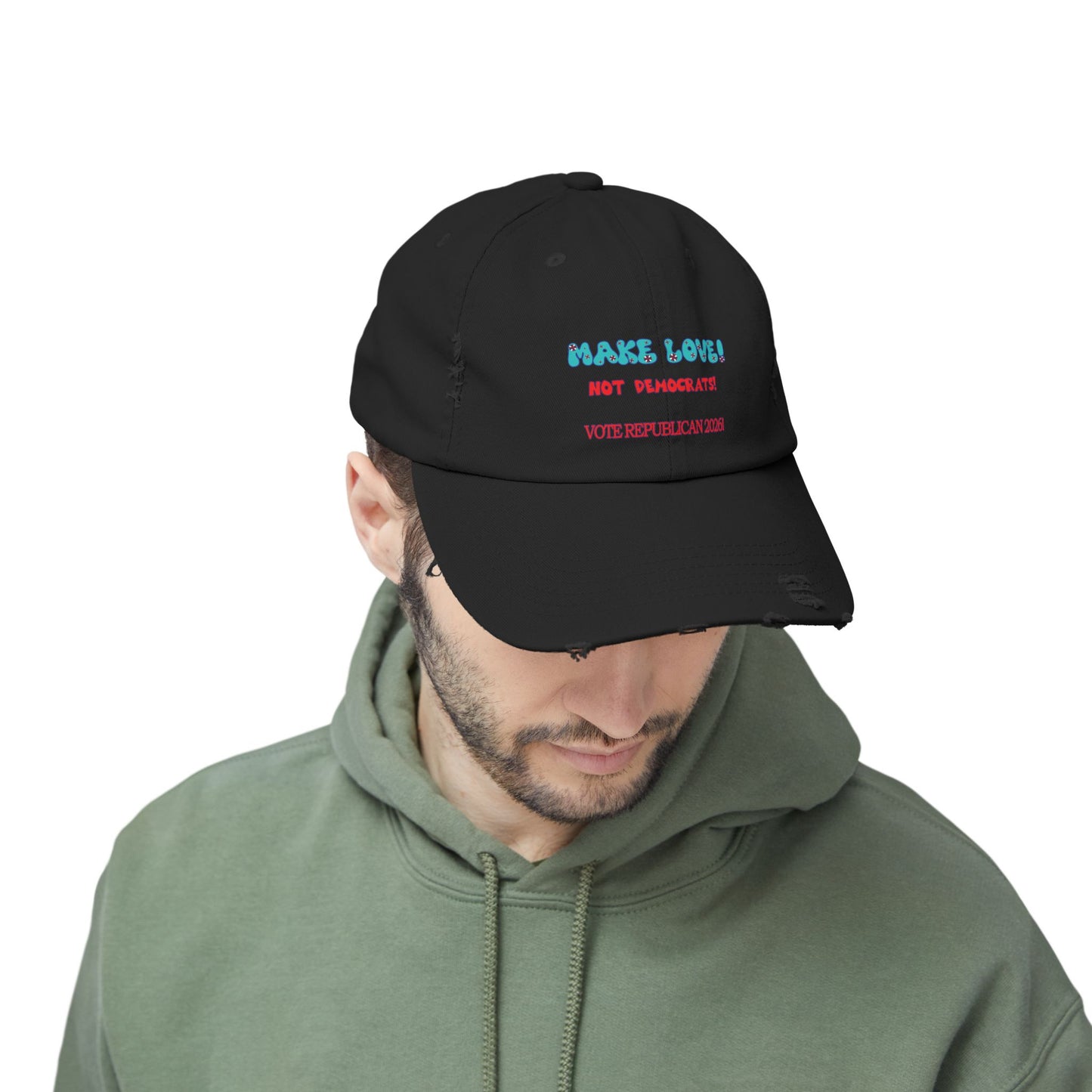 Make Love Distressed Cap