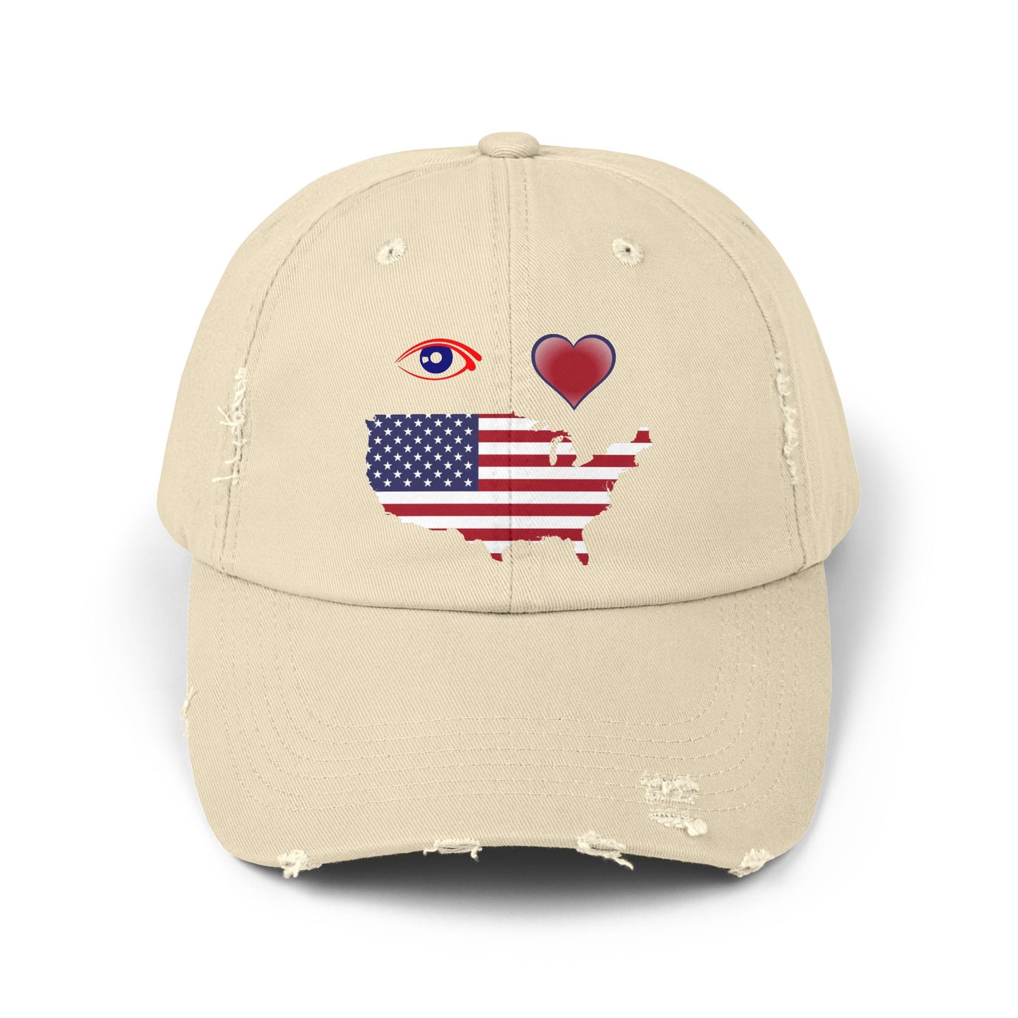 I Love America Distressed Cap