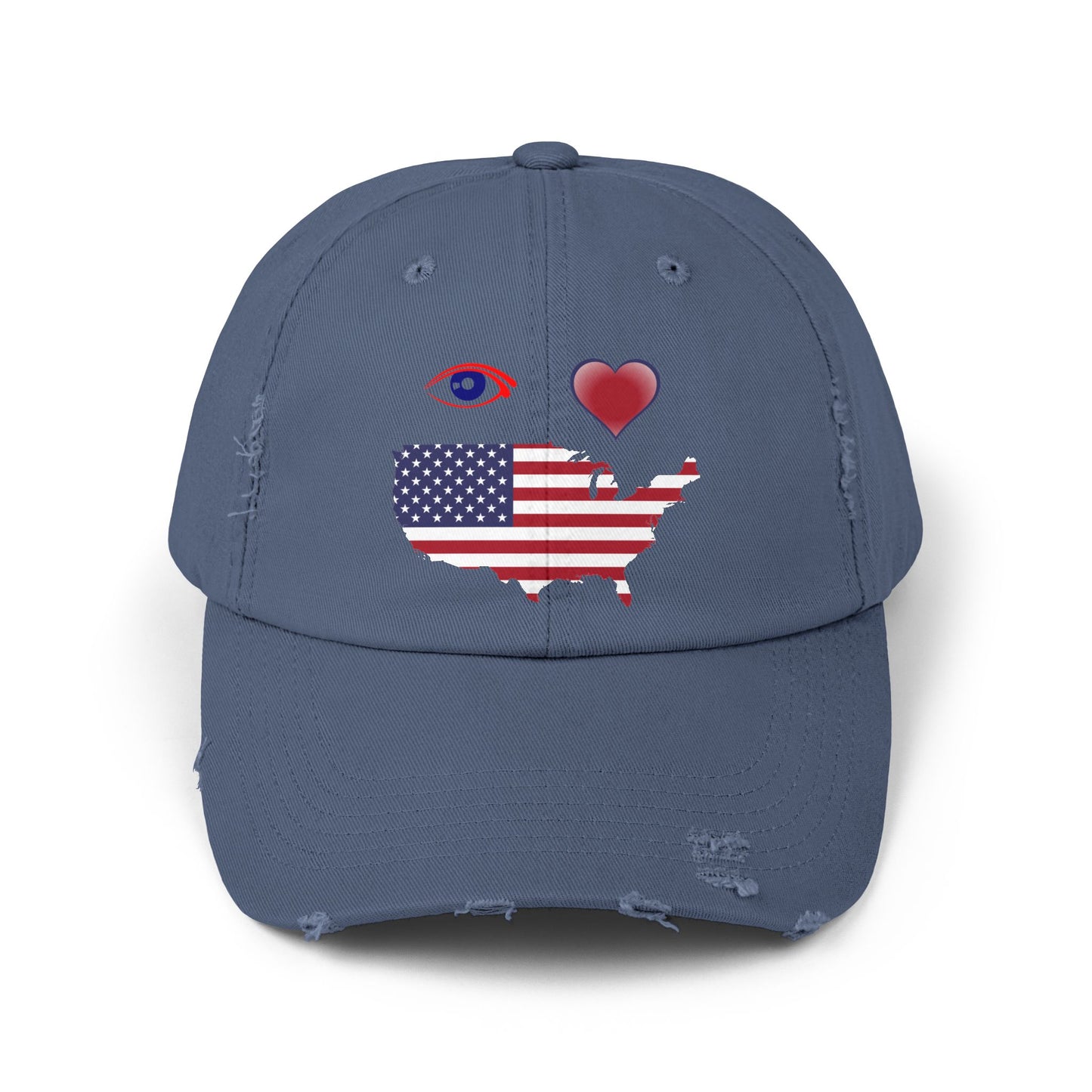 I Love America Distressed Cap
