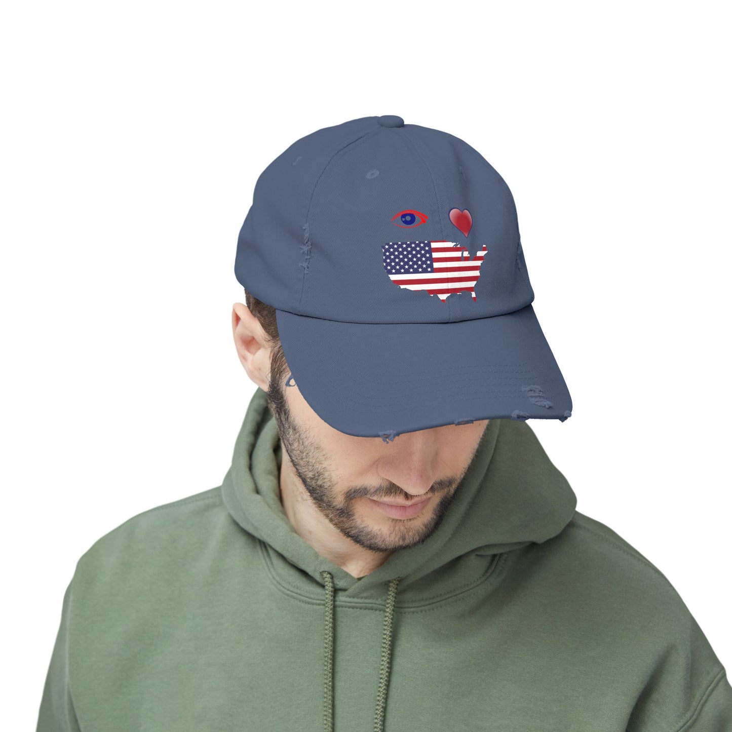 I Love America Distressed Cap