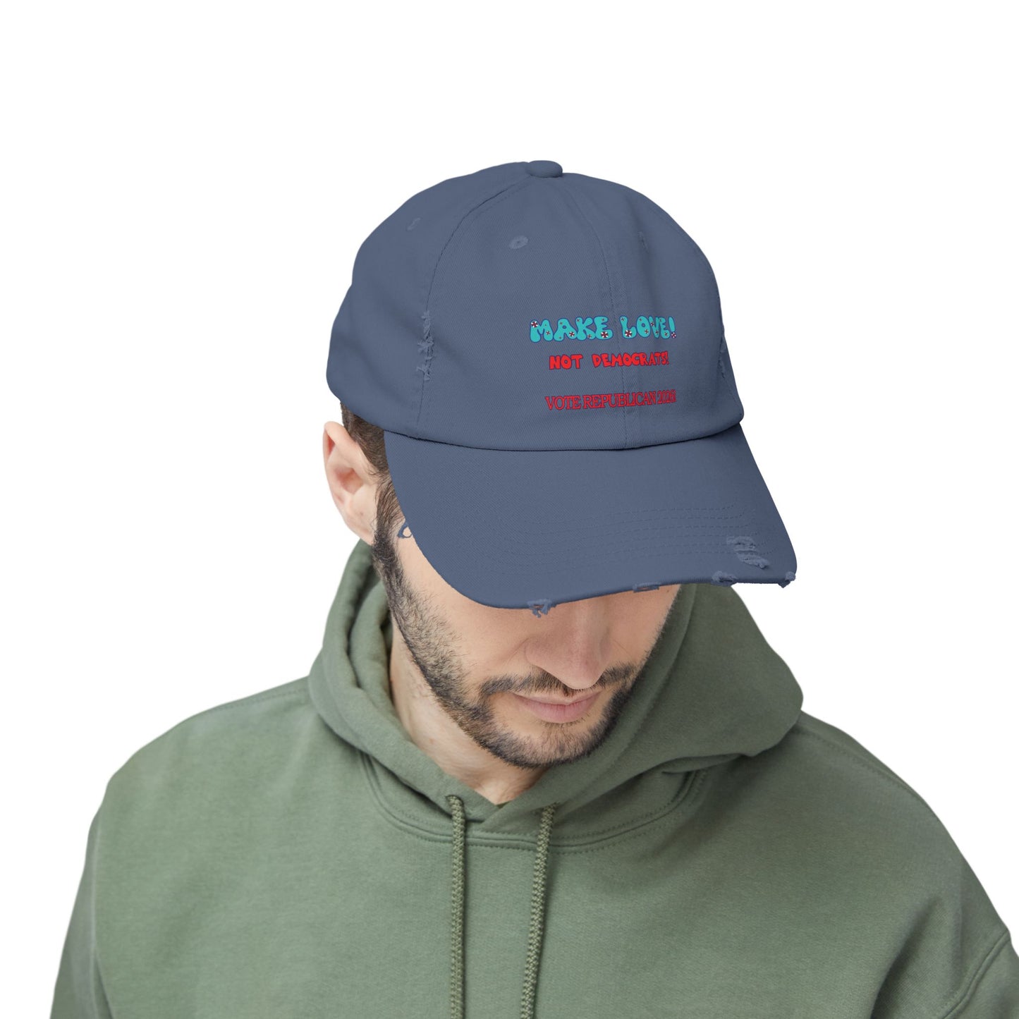 Make Love Distressed Cap