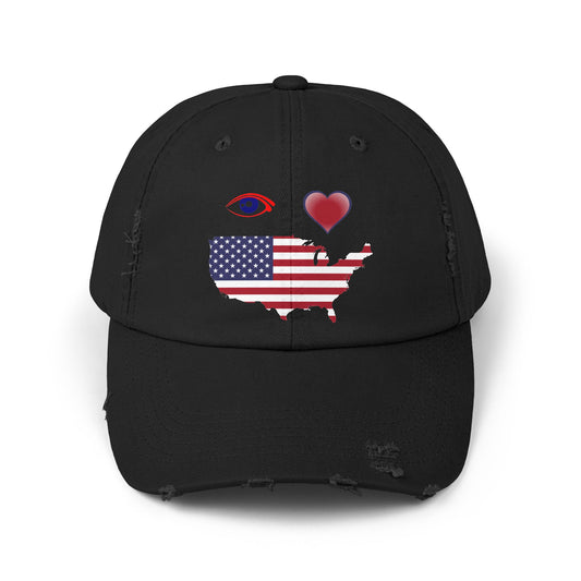 I Love America Distressed Cap