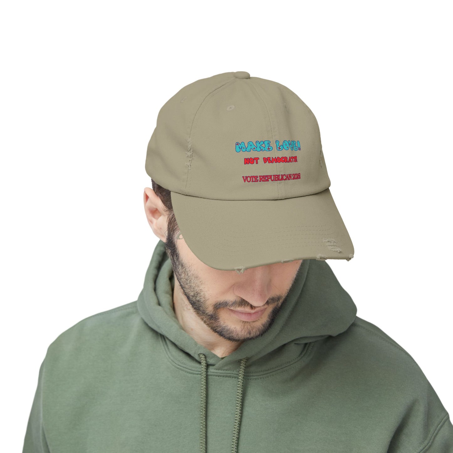 Make Love Distressed Cap